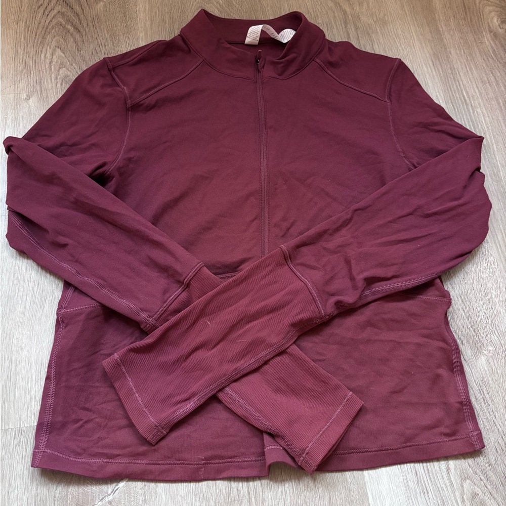 Burgundy quarter Zip-Up Jacket